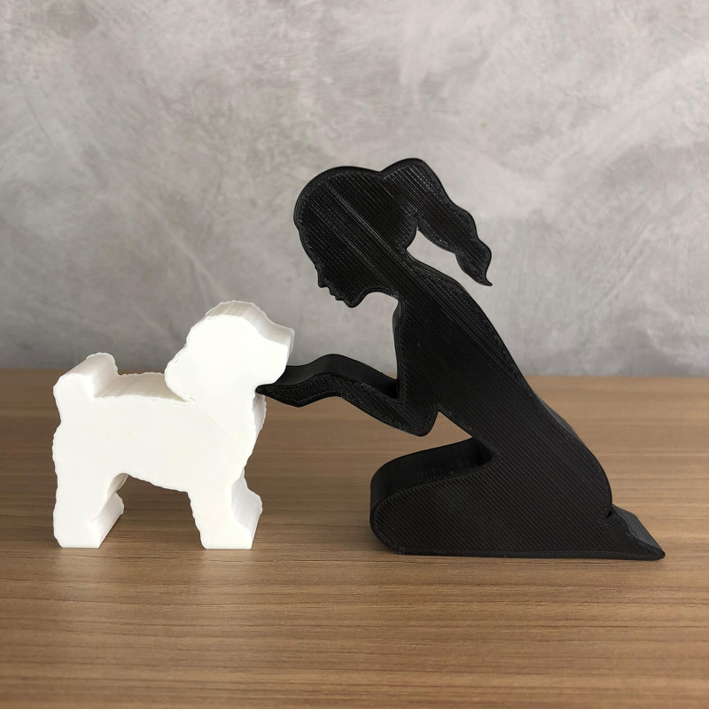 Girl and her poodle - tied hair Model do druku 3D .c4d .max .obj .3ds .fbx .stl .blend 
