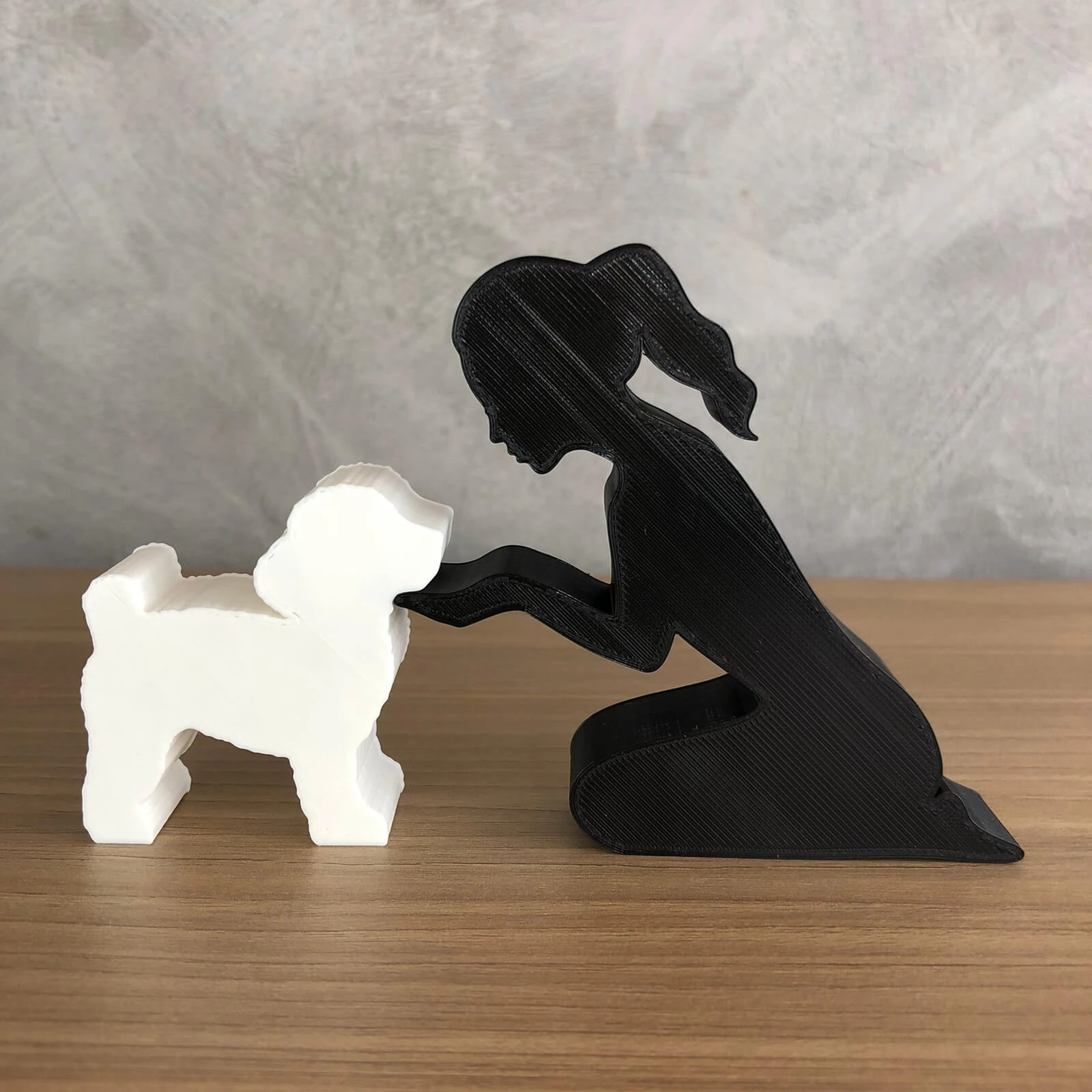 Girl and her poodle - tied hair 3D Print Model .c4d .max .obj .3ds .fbx .stl .blend 
