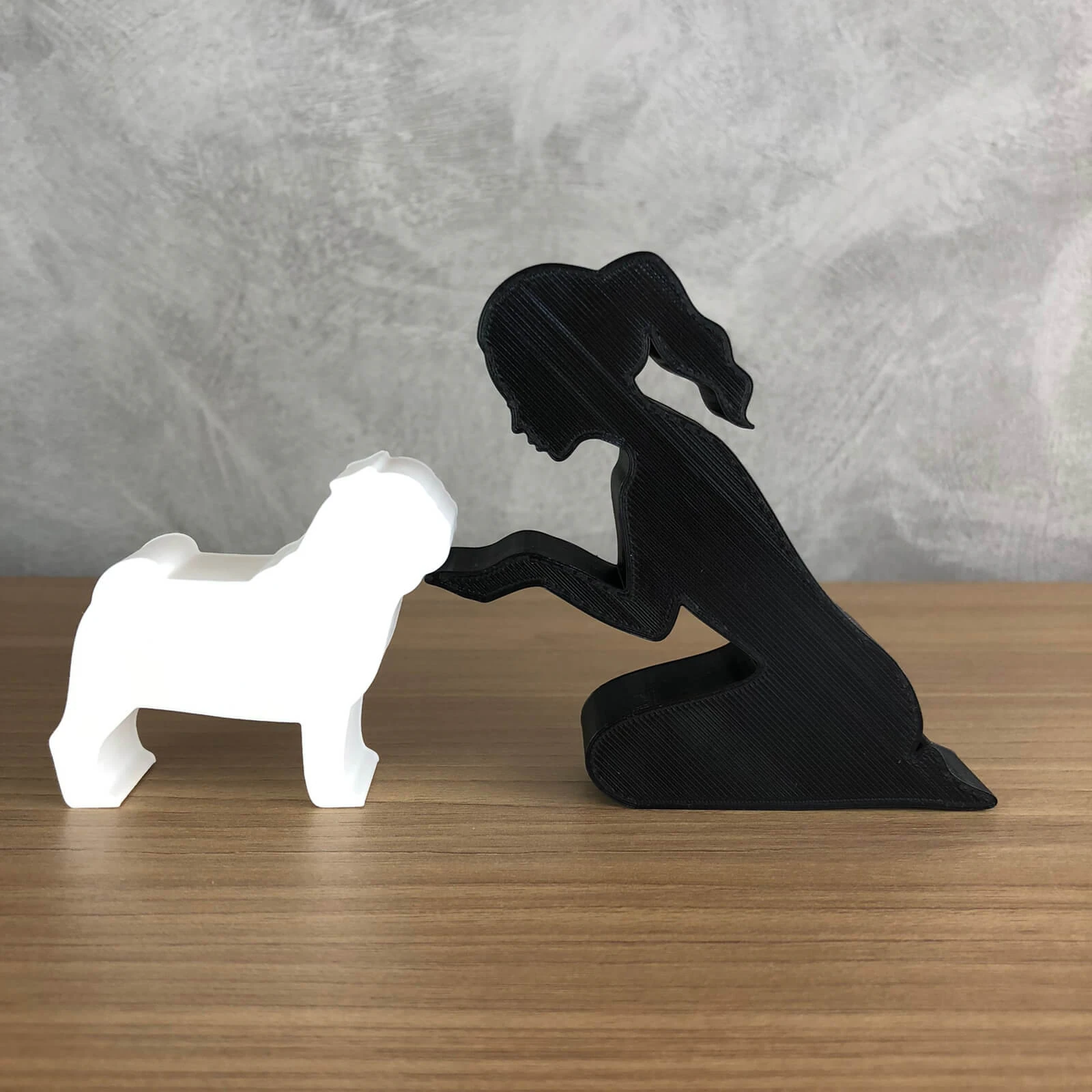 Girl and her pug - tied hair 3D Print Model .c4d .max .obj .3ds .fbx .stl .blend 