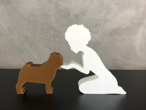 Girl and her pug - afro hair Modelo de impresión 3D