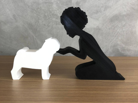Girl and her pug - afro hair Modelo de impresión 3D