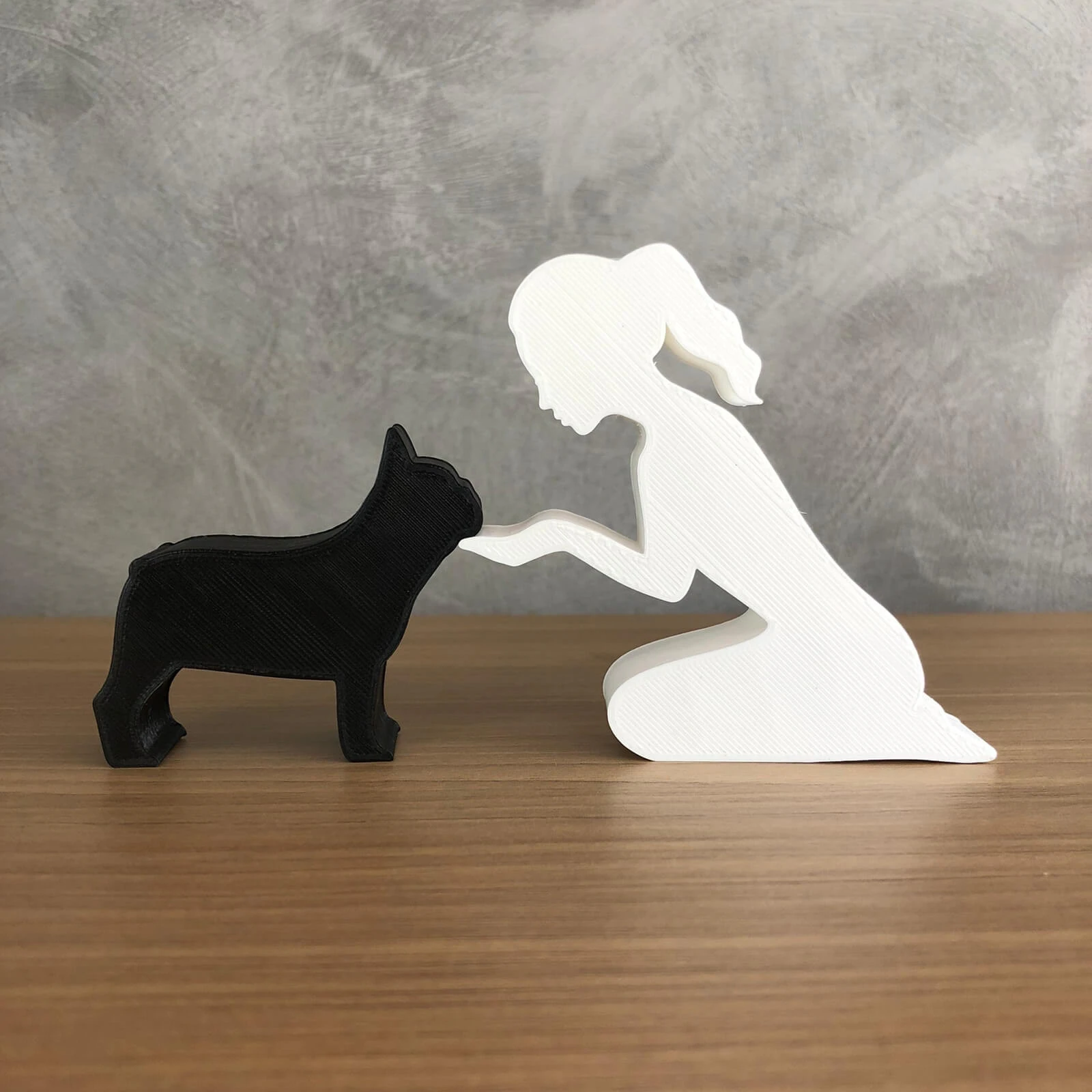Girl and her french bulldog - tied hair 3D Print Model .c4d .max .obj .3ds .fbx .stl .blend