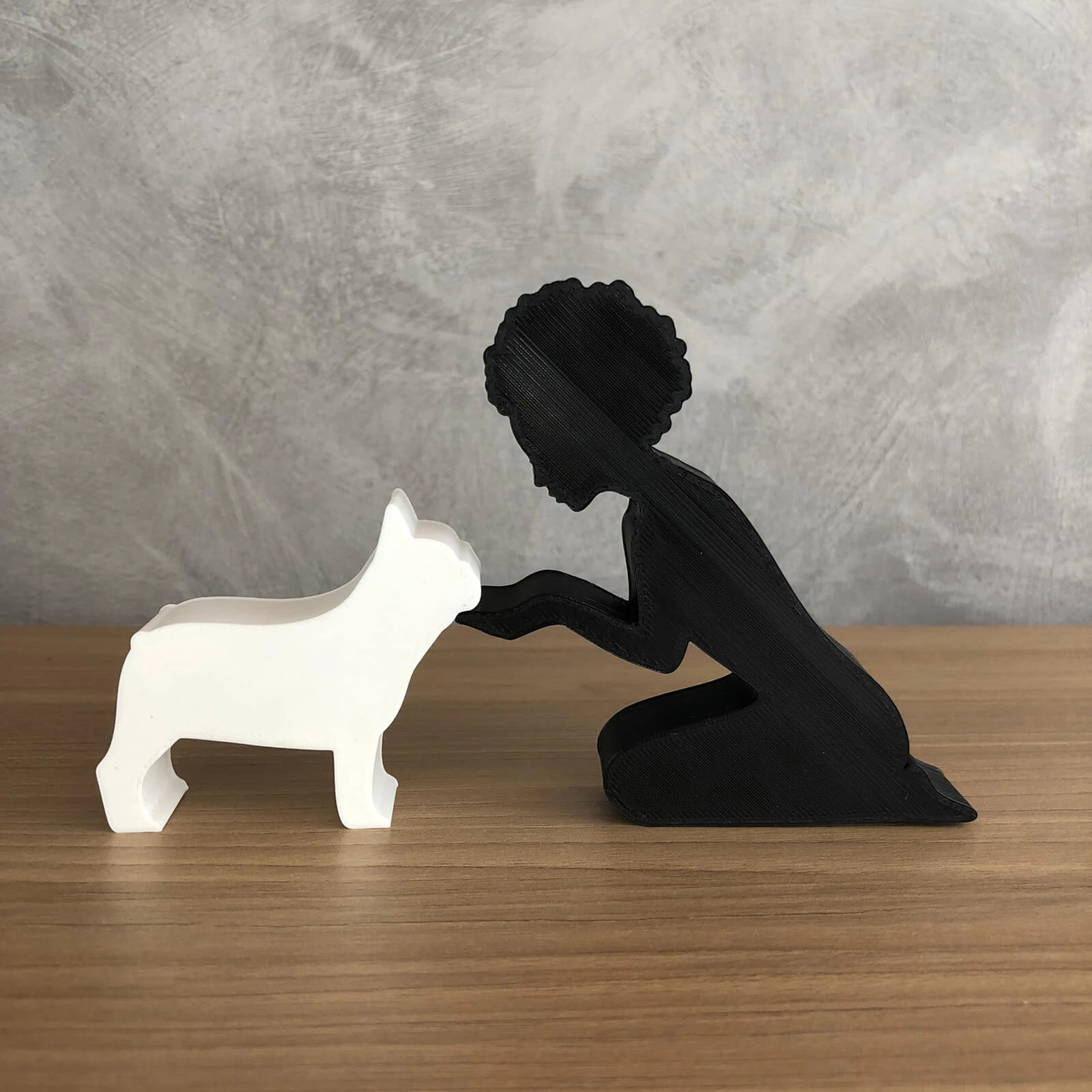 Girl and her french bulldog - afro hair 3D Print Model .c4d .max .obj .3ds .fbx .stl .blend