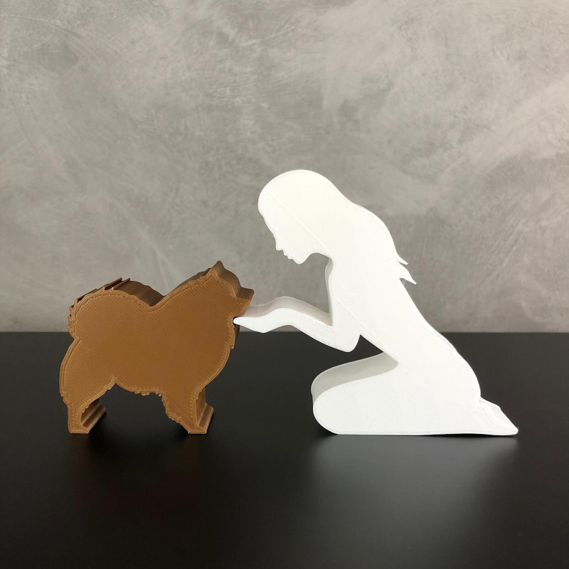 Girl and her German Spitz-Pomeranian - straight hair 3D 프린트 모델 .c4d .max .obj .3ds .fbx .stl .blend 