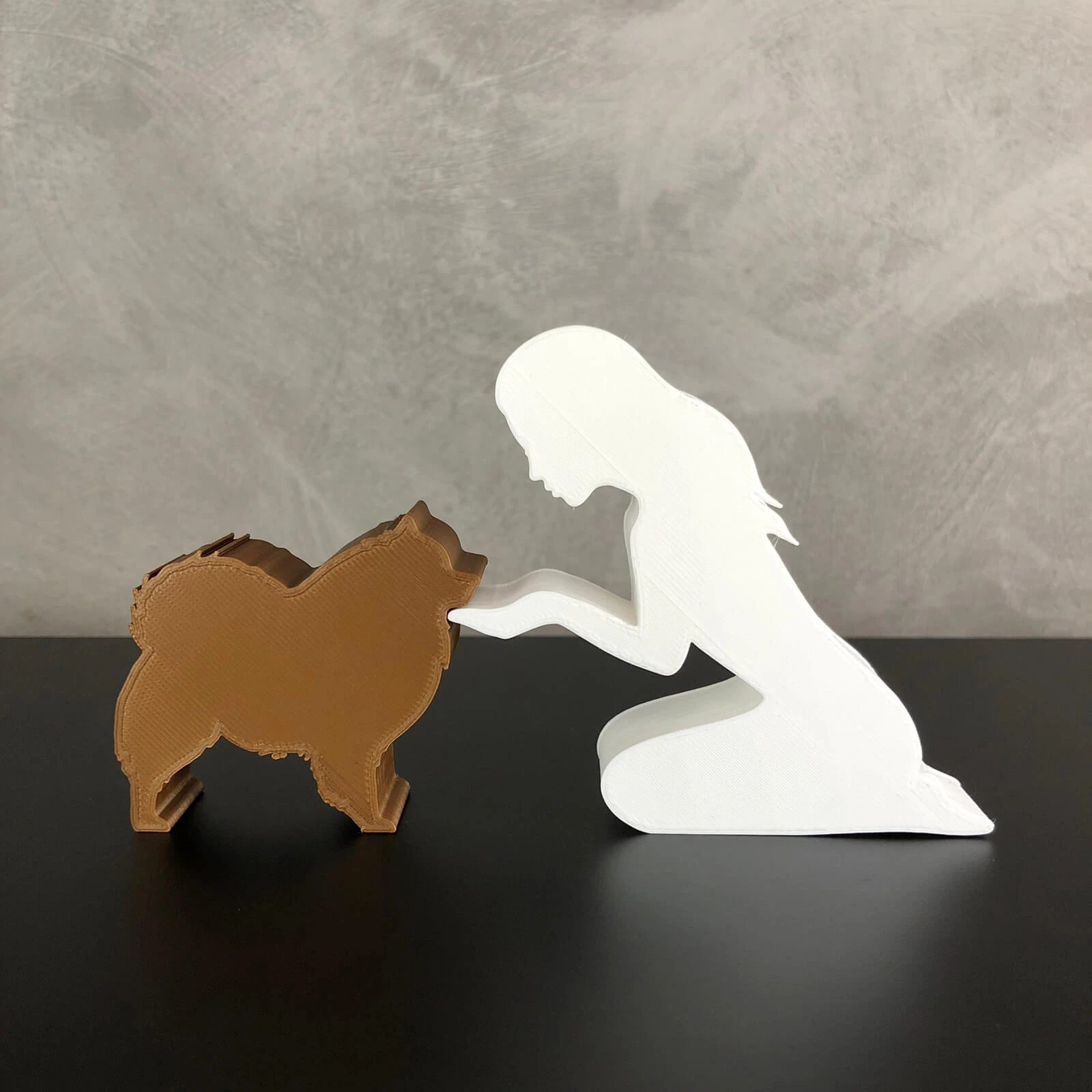 Girl and her German Spitz-Pomeranian - straight hair 3D Print Model .c4d .max .obj .3ds .fbx .stl .blend