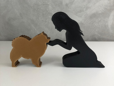 Girl and her German Spitz-Pomeranian - straight hair 3D 프린트 모델