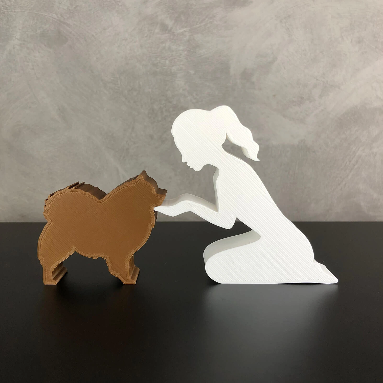 Girl and her German Spitz-Pomeranian - tied hair 3D Print Model .c4d .max .obj .3ds .fbx .stl .blend