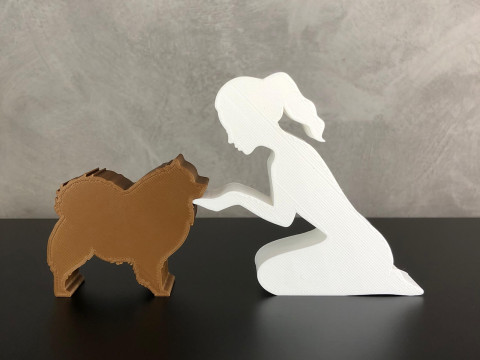 Girl and her German Spitz-Pomeranian - tied hair 3D 프린트 모델