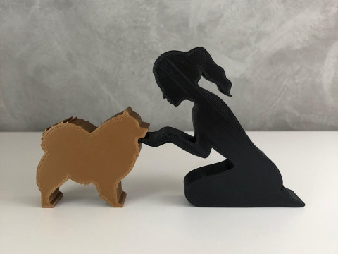 Girl and her German Spitz-Pomeranian - tied hair 3D Druckmodell