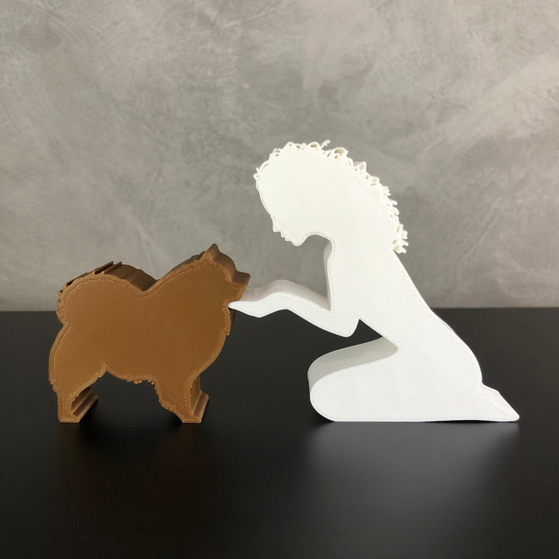 Girl and her German Spitz-Pomeranian - wavy hair 3D 프린트 모델 .c4d .max .obj .3ds .fbx .stl .blend 
