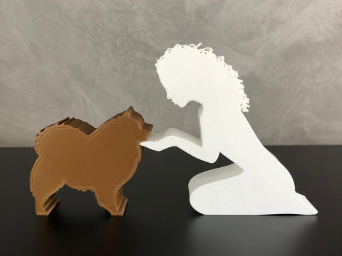 Girl and her German Spitz-Pomeranian - wavy hair 3Dプリントモデル