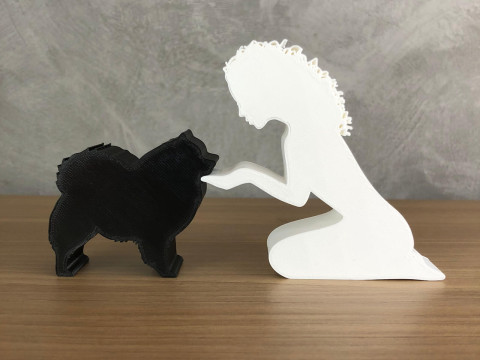 Girl and her German Spitz-Pomeranian - wavy hair 3D 프린트 모델