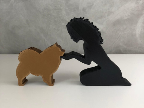 Girl and her German Spitz-Pomeranian - wavy hair 3D 프린트 모델