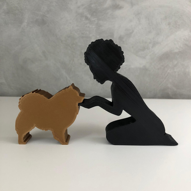 Girl and her German Spitz-Pomeranian - afro hair Modelo de Impressão 3D .c4d .max .obj .3ds .fbx .stl .blend 