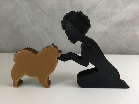 Girl and her German Spitz-Pomeranian - afro hair 3D 프린트 모델