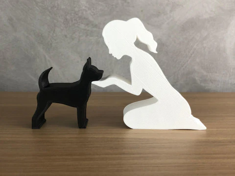 Gadis dan Pinschernya - rambut diikat Model Cetak 3D