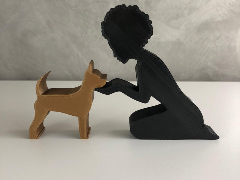 Girl and her Pinscher - afro hair 3D प्रिंट मॉडल