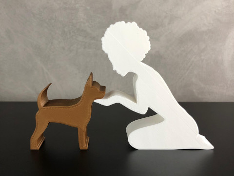 Girl and her Pinscher - afro hair 3D प्रिंट मॉडल
