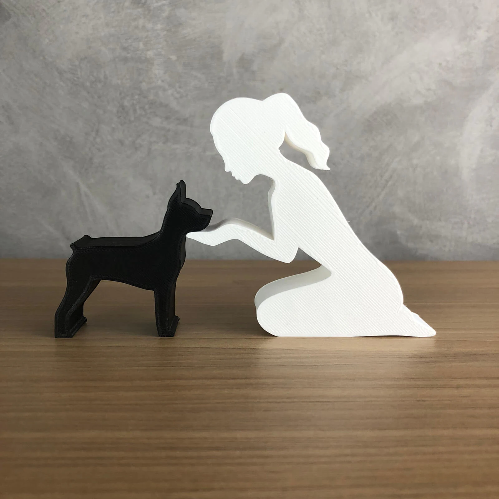 Girl and her Pinscher - tied hair 3D Print Model .c4d .max .obj .3ds .fbx .stl .blend 
