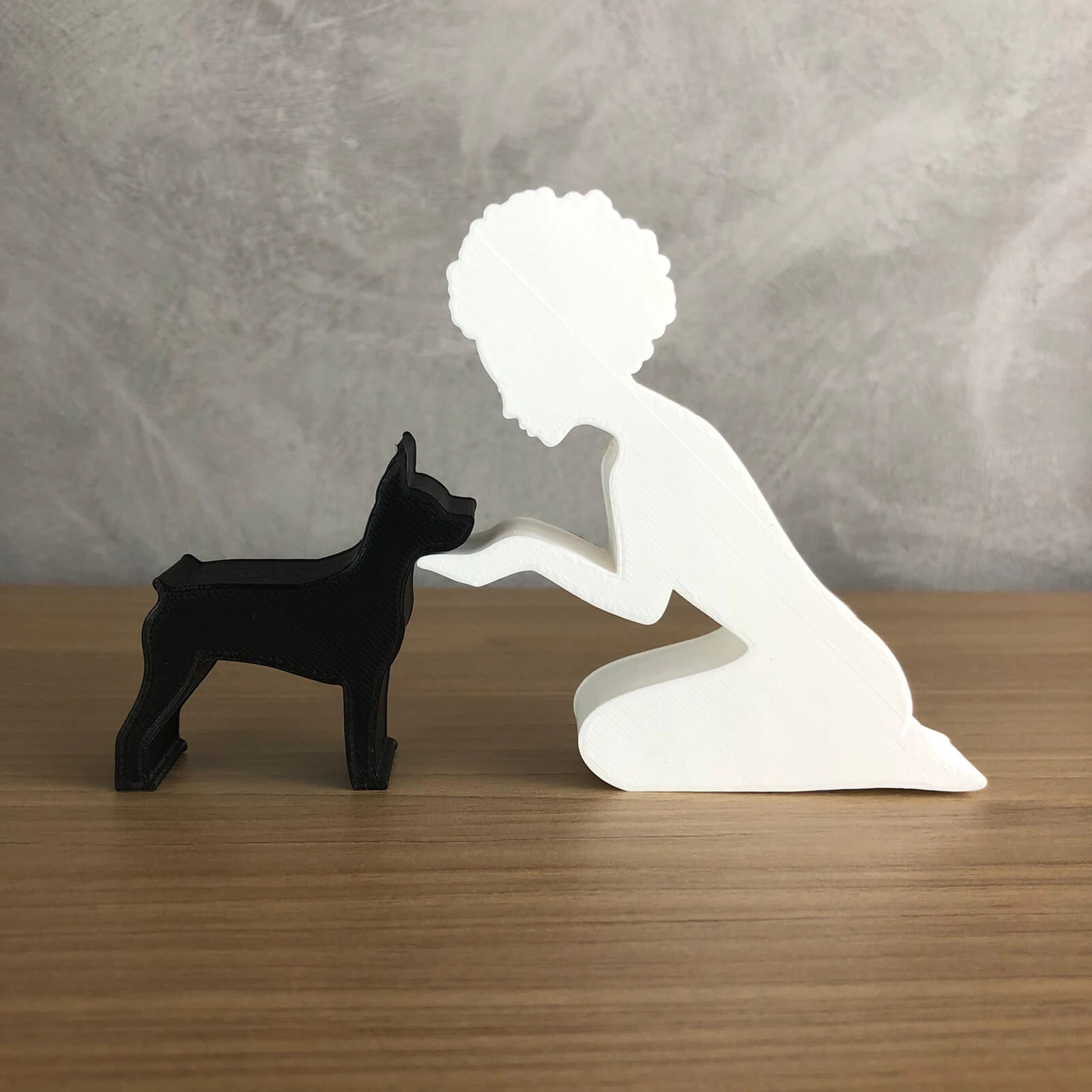 Girl and her Pinscher - afro hair 3D Print Model .c4d .max .obj .3ds .fbx .stl .blend 