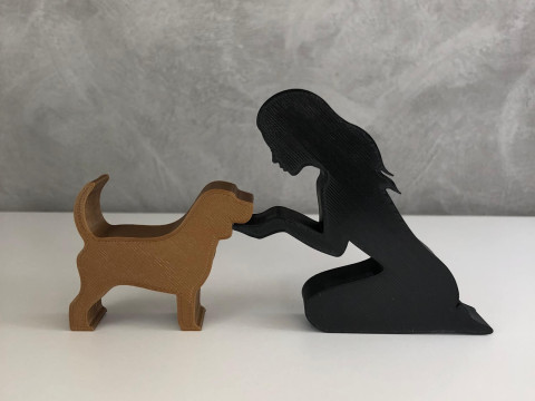 Girl and her Beagle - straight hair Modelo de Impressão 3D