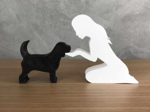 Girl and her Beagle - straight hair Modelo de Impressão 3D