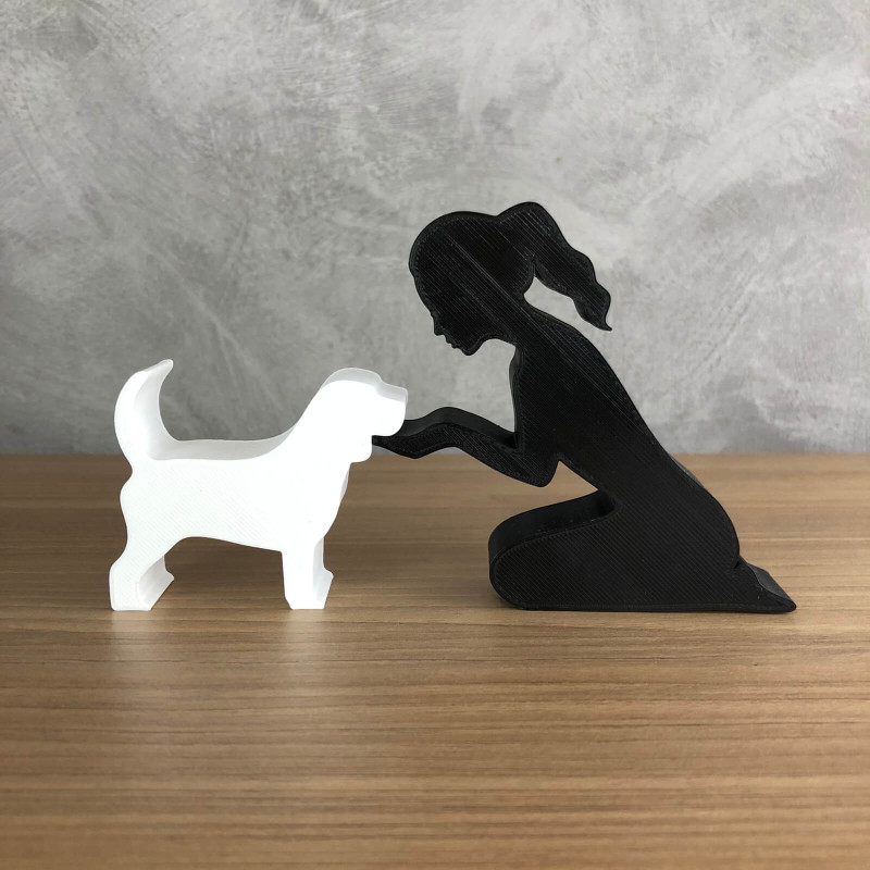 Girl and her Beagle - tied hair Model do druku 3D .c4d .max .obj .3ds .fbx .stl .blend
