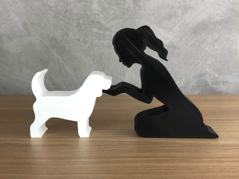 Girl and her Beagle - tied hair Modelo de Impressão 3D