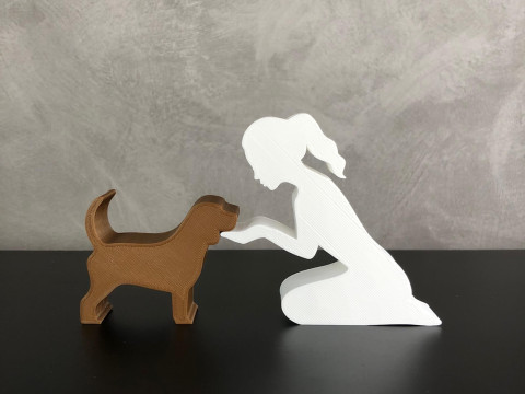 Girl and her Beagle - tied hair Model do druku 3D