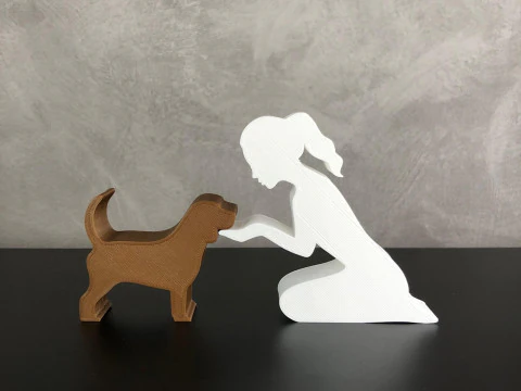 Girl and her Beagle - tied hair 3D Print Model