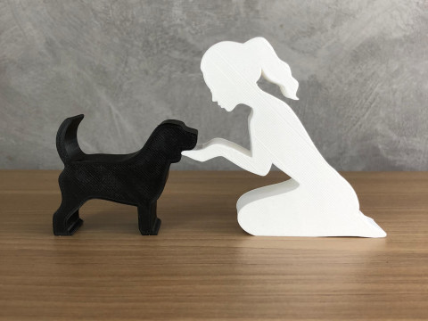 Girl and her Beagle - tied hair Model do druku 3D