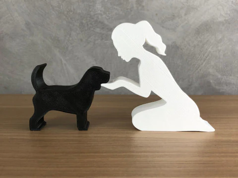 Girl and her Beagle - tied hair 3D Print Model