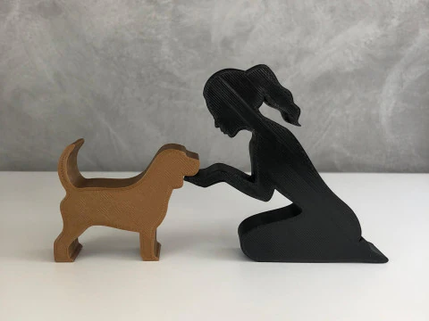 Girl and her Beagle - tied hair 3D Print Model