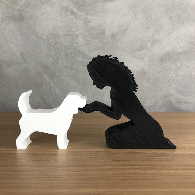 Girl and her Beagle - wavy hair 3D प्रिंट मॉडल .c4d .max .obj .3ds .fbx .stl .blend 