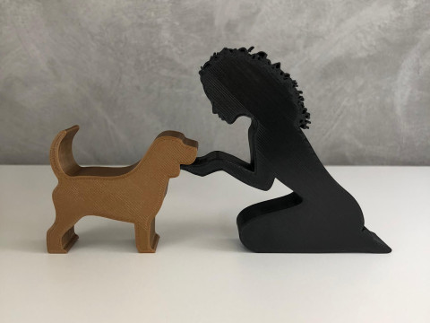 Girl and her Beagle - wavy hair 3D प्रिंट मॉडल