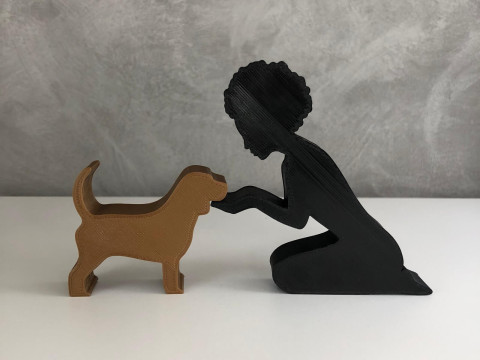 Girl and her Beagle - afro hair 3D 프린트 모델
