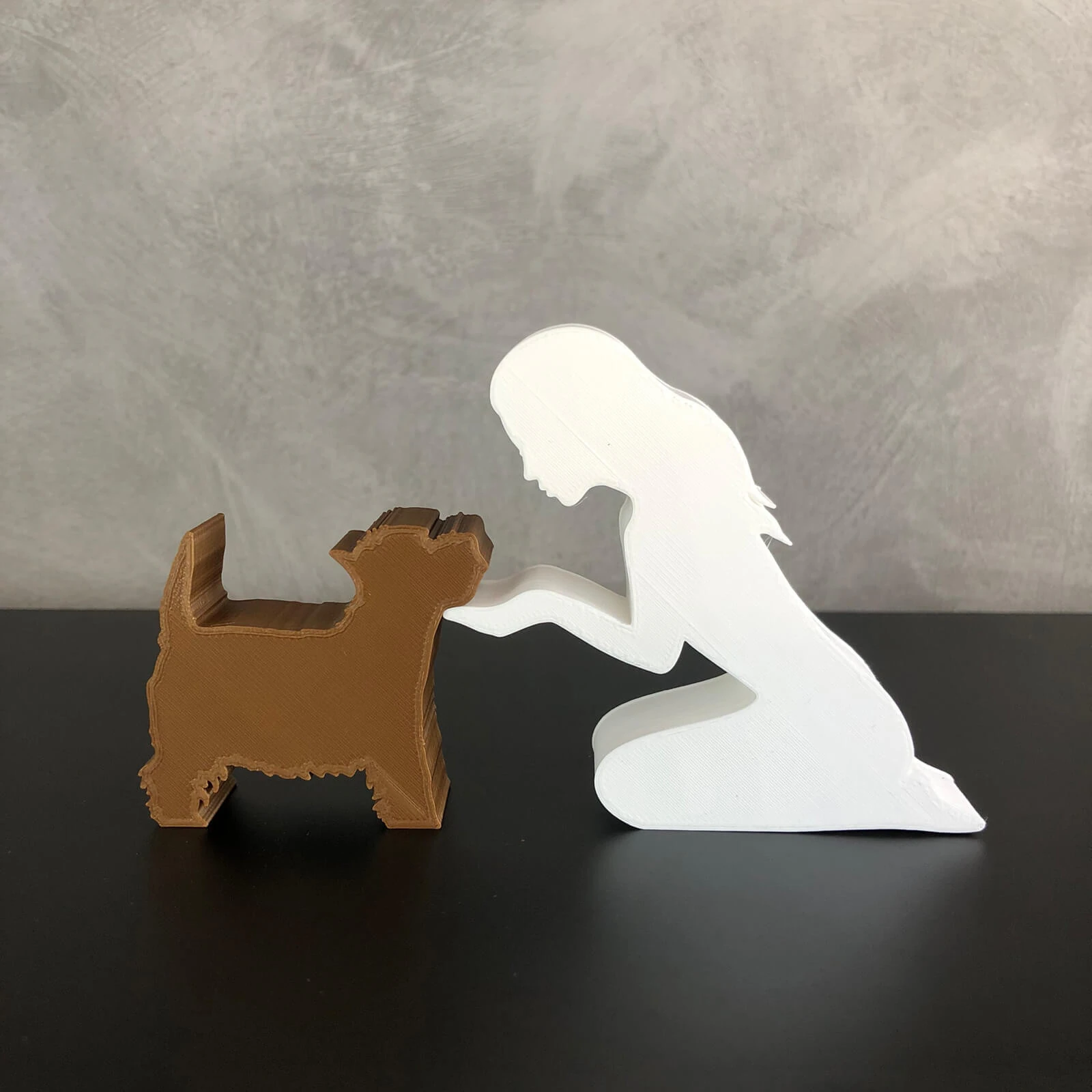 Girl and her Yorkshire - straight hair 3D Print Model .c4d .max .obj .3ds .fbx .stl .blend 