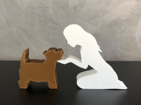 Girl and her Yorkshire - straight hair Modèles 3D en vedette
