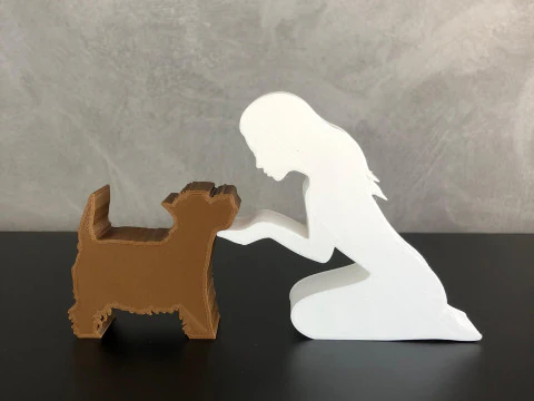 Girl and her Yorkshire - straight hair 3D Print Model