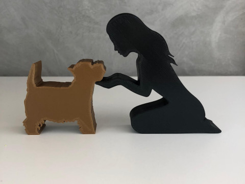 Girl and her Yorkshire - straight hair Modelo de impresión 3D