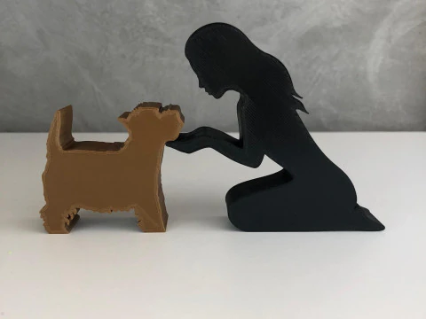 Girl and her Yorkshire - straight hair 3D Print Model