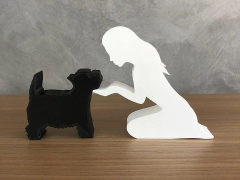 Girl and her Yorkshire - straight hair 3D Print Model