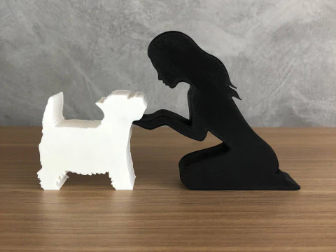 Girl and her Yorkshire - straight hair 3D Print Model