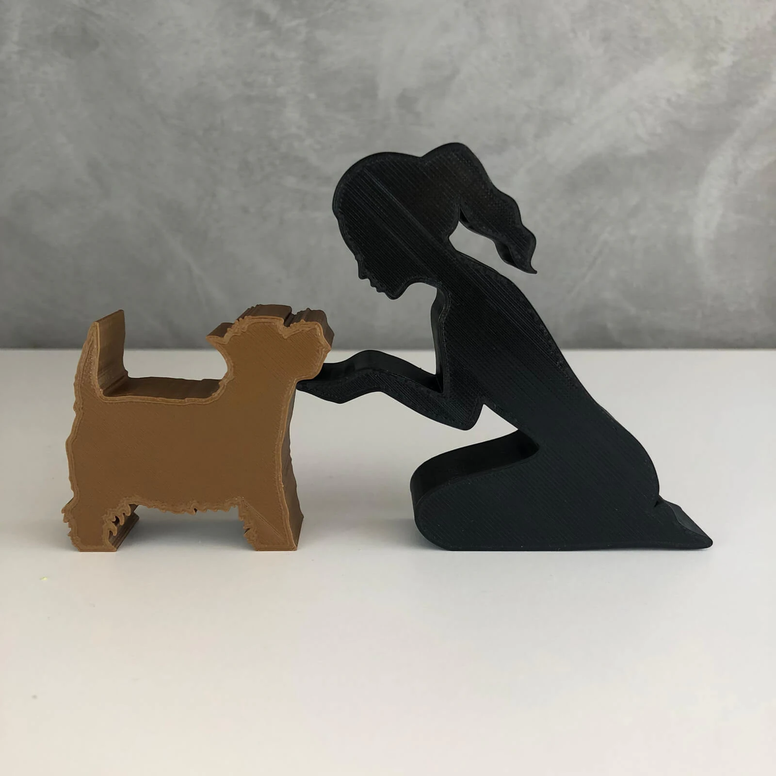 Girl and her Yorkshire - tied hair 3D Print Model .c4d .max .obj .3ds .fbx .stl .blend 