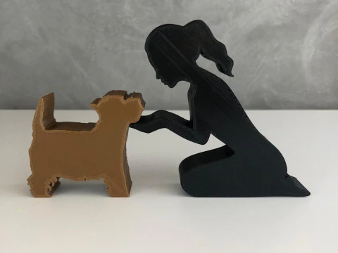 Dziewczyna i jej Yorkshire - związane włosy Model do druku 3D