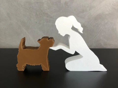 Girl and her Yorkshire - tied hair 3D Print Model