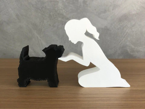 Girl and her Yorkshire - tied hair 3D Print Model