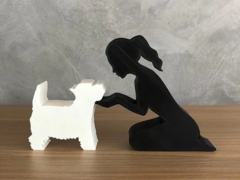 Girl and her Yorkshire - tied hair 3D Print Model