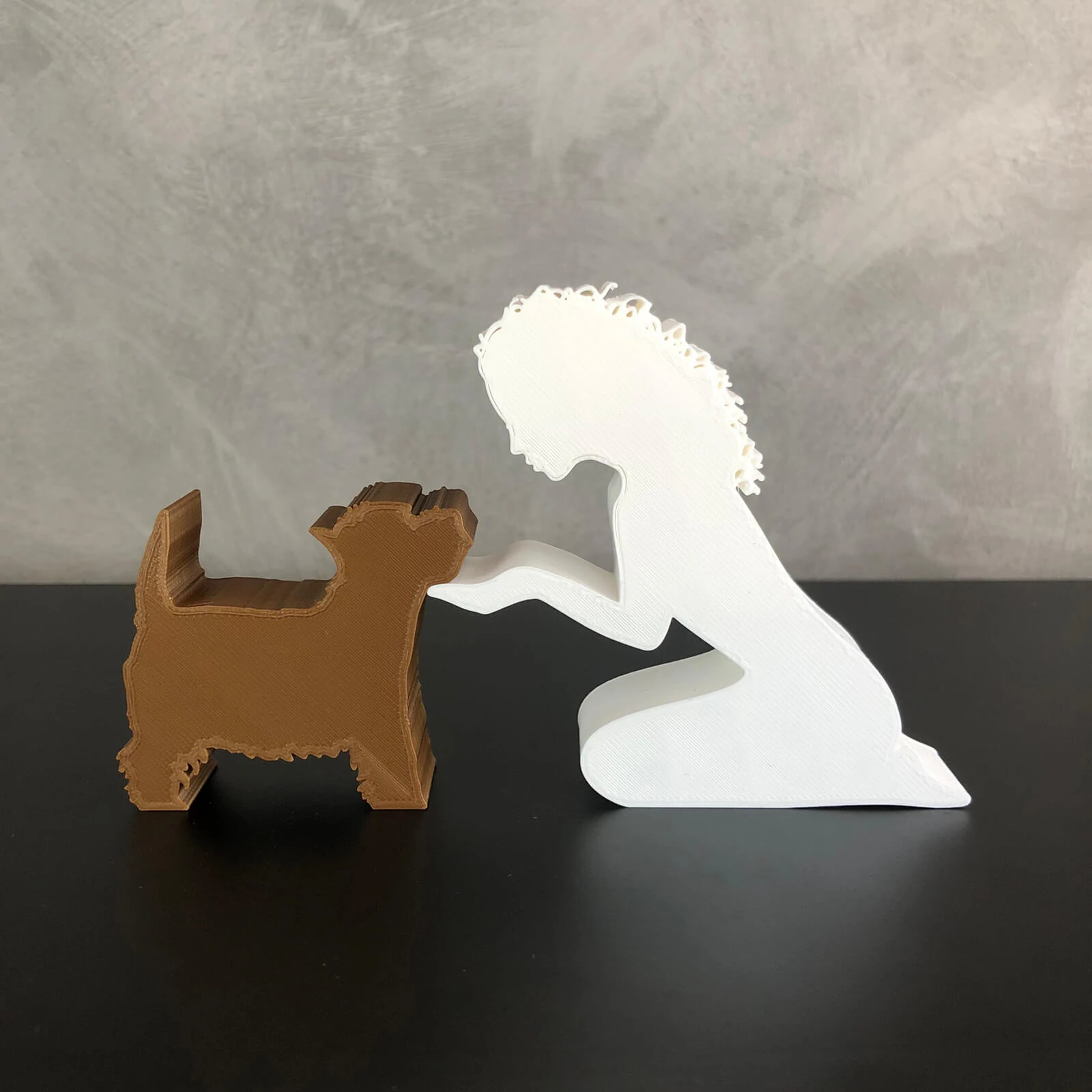 Girl and her Yorkshire - wavy hair 3D Print Model .c4d .max .obj .3ds .fbx .stl .blend 