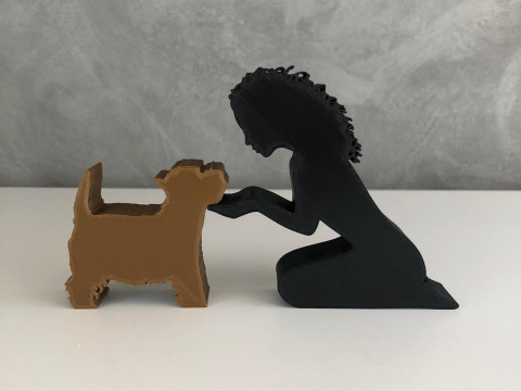 Girl and her Yorkshire - wavy hair Modèles 3D en vedette